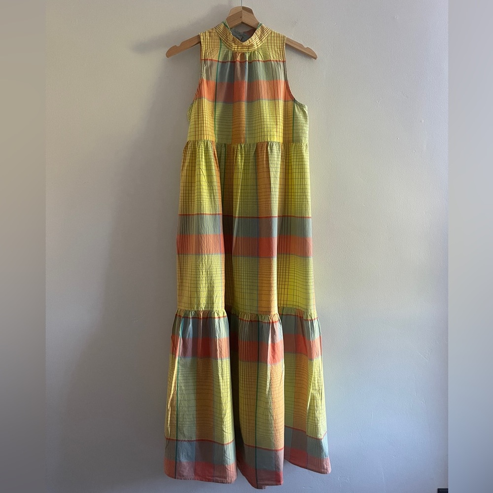 Urban Outfitters Yellow and Orange Plaid Midi Dress - Picture 16 of 16
